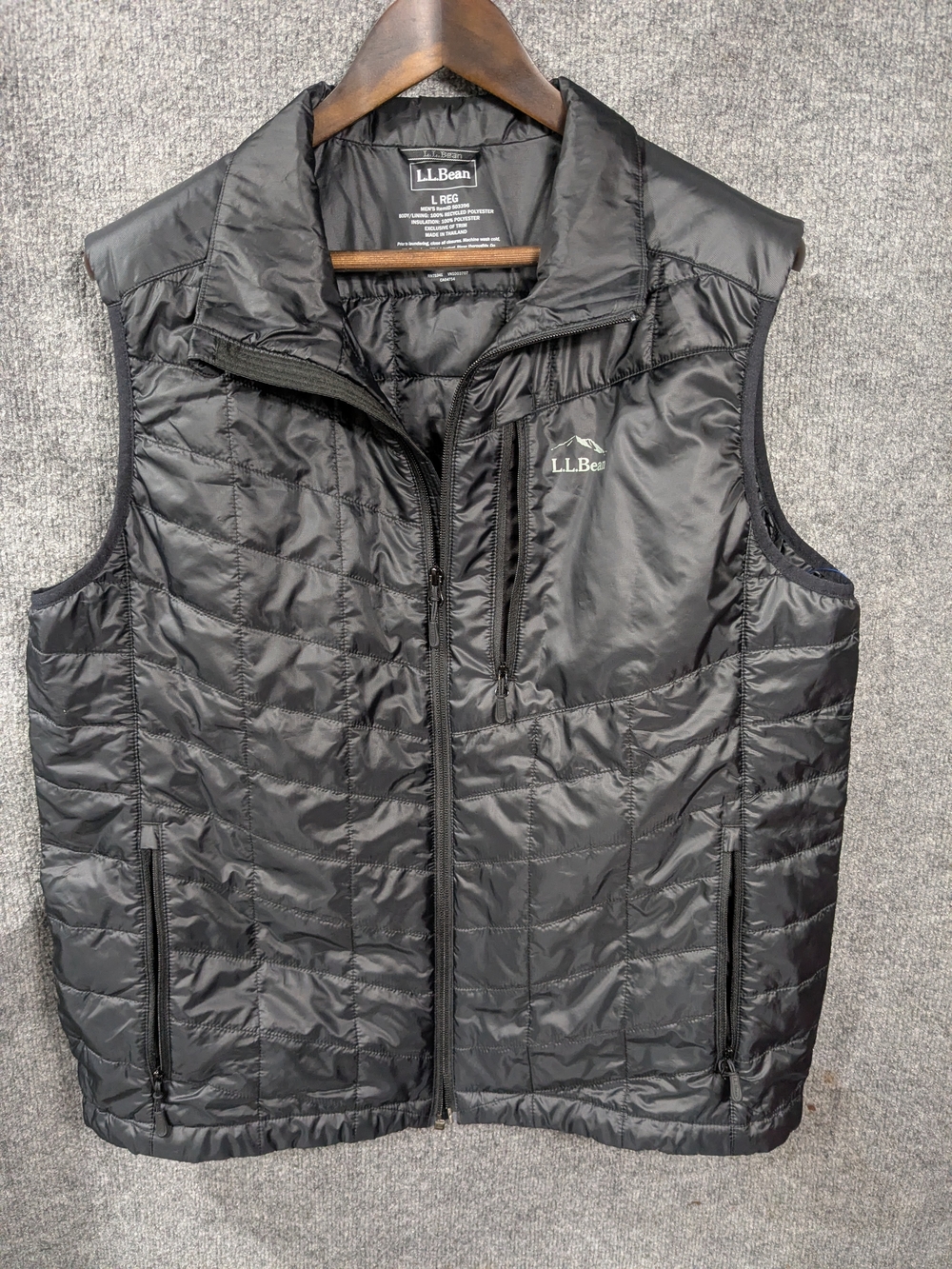 L.L. Bean Black Quilted Insulated Men's Vest Large